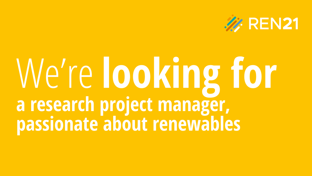 We're #hiring!
RESEARCH PROJECT MANAGER
📈8 years of exp 
💼Background in #transport #energy, #environment, #development &amp;/or #climate 
🇫🇷 Willing to relocate to Paris
📅Deadline to apply: 1 May 2022 ren21.net/about-us/work-…