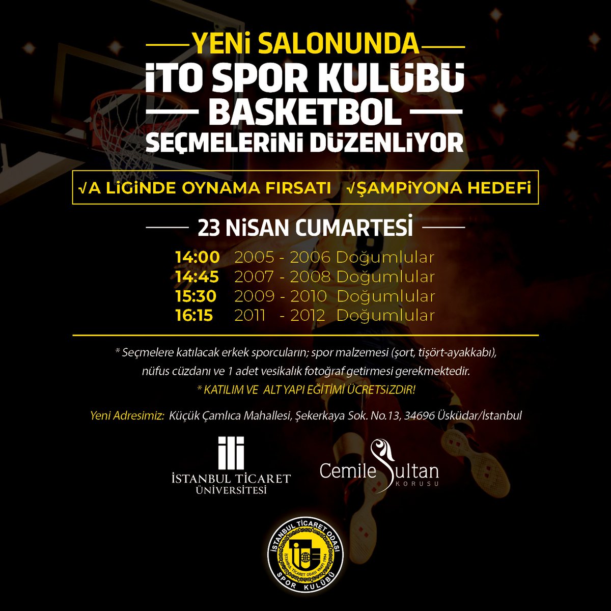 İTO SPOR KULÜBÜ BASKETBOL SEÇMELERİ BAŞLIYOR! Adayları 23 Nisan 2022 Tarihinde Yeni Salonumuza bekliyoruz... #itosporkulübü