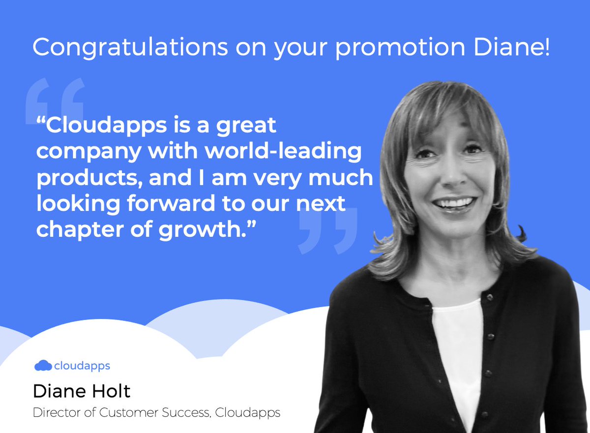 We are very pleased to announce that Diane Holt will be taking on the position of Director of Customer Success at Cloudapps! Diane has been a part of the team for six years, and we are looking forward to seeing her shine in her new role 👏🏻