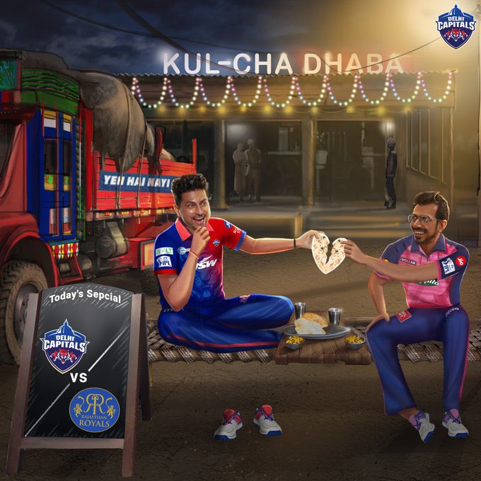 ReemaMalhotra8's tweet photo. Tonight is when KUL-CHA meet but on different sides! Similar teams, strengths, weaknesses and possibilities of making it real big this season. Looking forward and love this creative @DelhiCapitals 
#DCvRR #IPL2022 https://t.co/GTmVHPGe9H