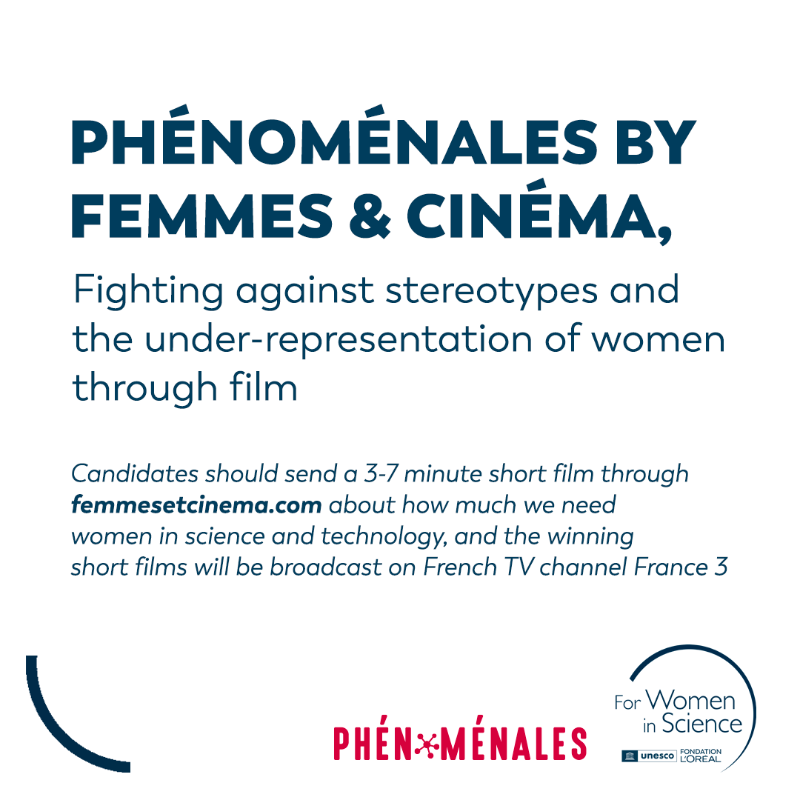 4womeninscience's tweet photo. A little over a week before the end of the call for films by @femmesetcinema in France 🇫🇷
 
🎥 5 short films about #WomenInScience will be broadcast on @France3tv and used to show the importance of diversity in those fields. Let’s spread the word! Deadline to submit is May 1st ⤵️