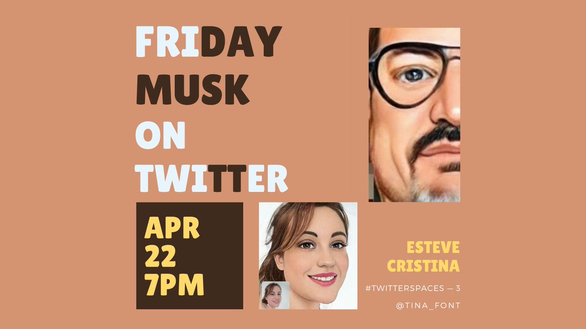 Tina_Font's tweet photo. 🟤 Avui a les set de la tarda tenim el tercer #TwitterSpaces allotjat en aquest mateix compte, acompanyada del @Camps_Esteve!

Debatrem l'oferta d'@ElonMusk per a la compra de @Twitter, i analitzarem les intencions, amb #xifres. Finances #EnCatalà.

Aquí: https://t.co/9c6SIA2Jbx https://t.co/clMBXyeO9f