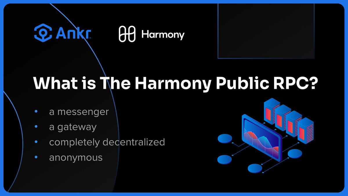ankr's tweet photo. The new @harmonyprotocol RPC on #AnkrProtocol is completely decentralized, anonymous, acts as a gateway to web3, and is a messenger between nodes and dApps.
⬇️
https://t.co/rTiV8Ng2s1 https://t.co/BZ4becSeA4