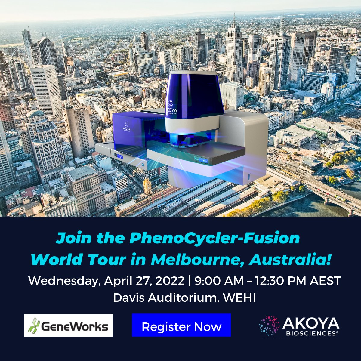 Akoya Biosciences (@akoyabio) on Twitter photo Join us next week in #Melbourne where we'll be providing insights into the #PhenoCyclerFusion System, the fastest #spatialbiology solution for #wholeslide imaging. Zoom access is available as well. bit.ly/3jzwkcb
<a href="/aruthak/">Arutha K</a> <a href="/TanjinaKader/">Tanjina Kader 🎗️</a> <a href="/Theo_BrainC_lab/">Theo Mantamadiotis @BrainCancerLab</a> <a href="/GeneworksAus/">GeneWorks Australia</a> Join us next week in #Melbourne where we'll be providing insights into the #PhenoCyclerFusion System, the fastest #spatialbiology solution for #wholeslide imaging. Zoom access is available as well. bit.ly/3jzwkcb
<a href="/aruthak/">Arutha K</a> <a href="/TanjinaKader/">Tanjina Kader 🎗️</a> <a href="/Theo_BrainC_lab/">Theo Mantamadiotis @BrainCancerLab</a> <a href="/GeneworksAus/">GeneWorks Australia</a>