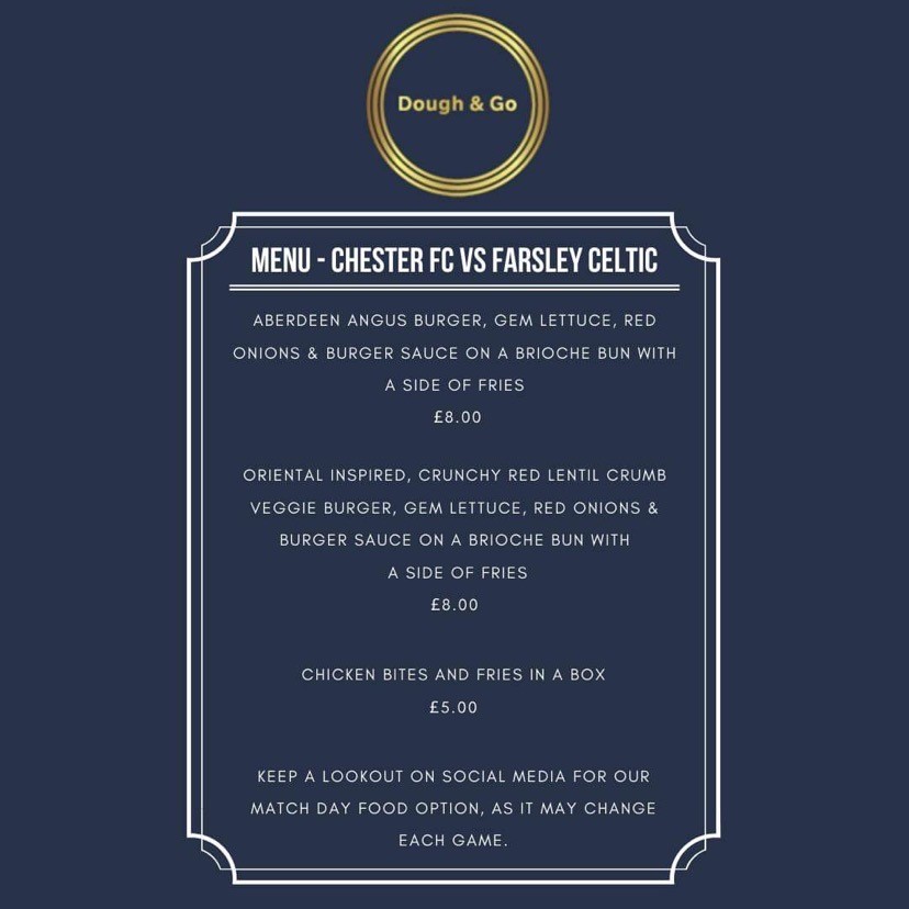 🍟 We are delighted to welcome <a href="/Doughandgo/">Dough&Go</a> back to the Deva once again tomorrow, take a look at what is on offer outside the Main Stand! 😍

🔵⚪️ #InItTogether #CFCFAR 🦭🦭