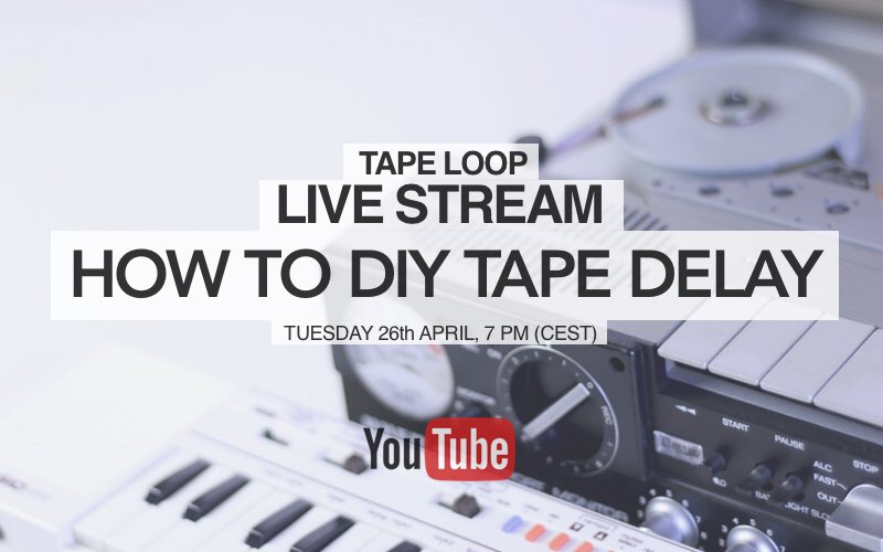 Yo!

It's streaming o'clock!
I'll be on air next Tuesday, April 26th at 7 PM (CEST).

Link: youtu.be/VhUEGOJbJEc

Did you know that you can simulate a tape delay with a tape recorder?
I will explain exactly how this works in my next live stream.