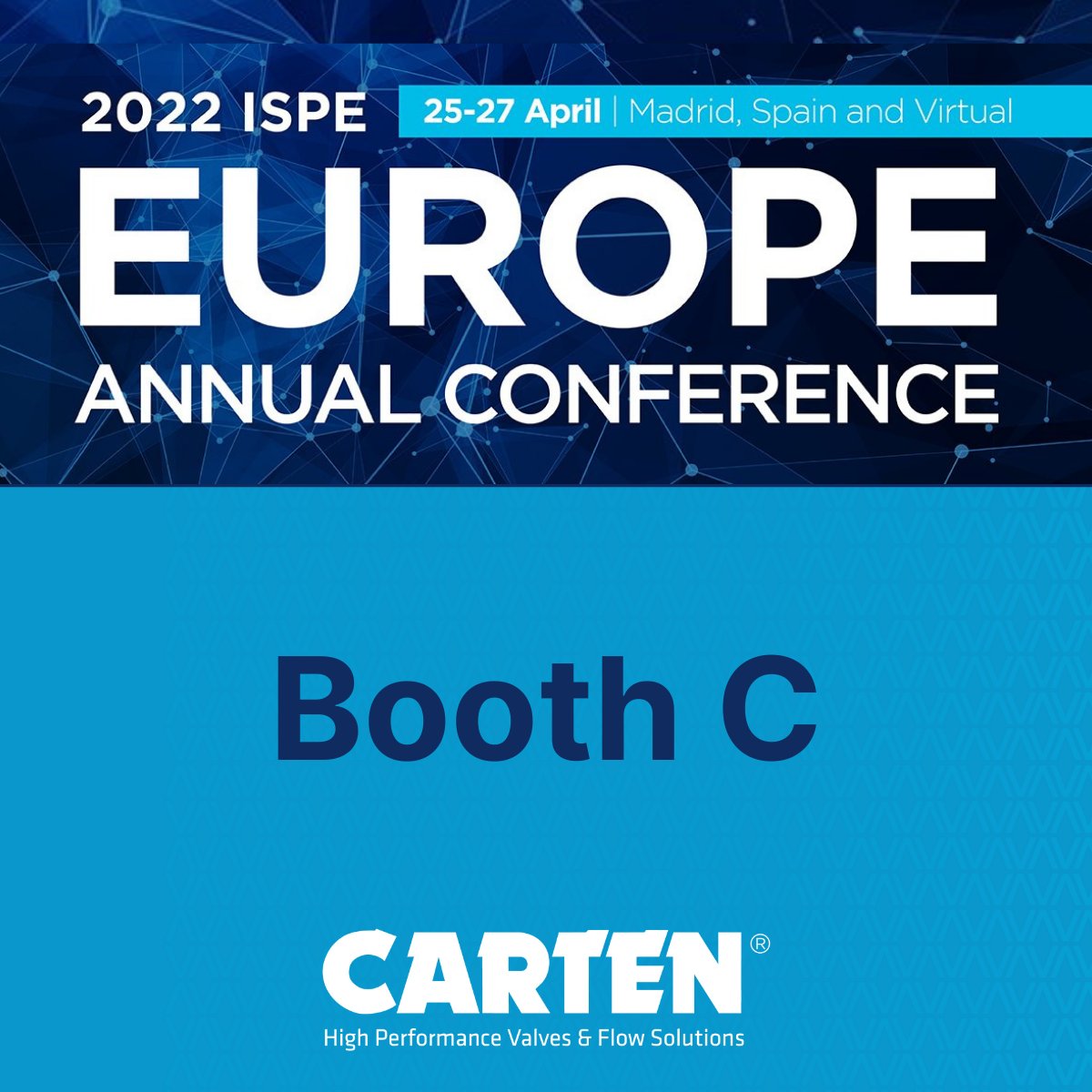 CartenControls's tweet photo. Join Carten Controls Ltd. at the @ISPEorg Europe🤩

ISPE Europe Annual Conference 2022 takes place next week in Madrid, Spain from the 25th - to the 27th of April. Carten Controls Ltd. will be exhibiting at booth C.

Learn about the latest innovations in our Single-Use Technology https://t.co/9Tp2gh8rak