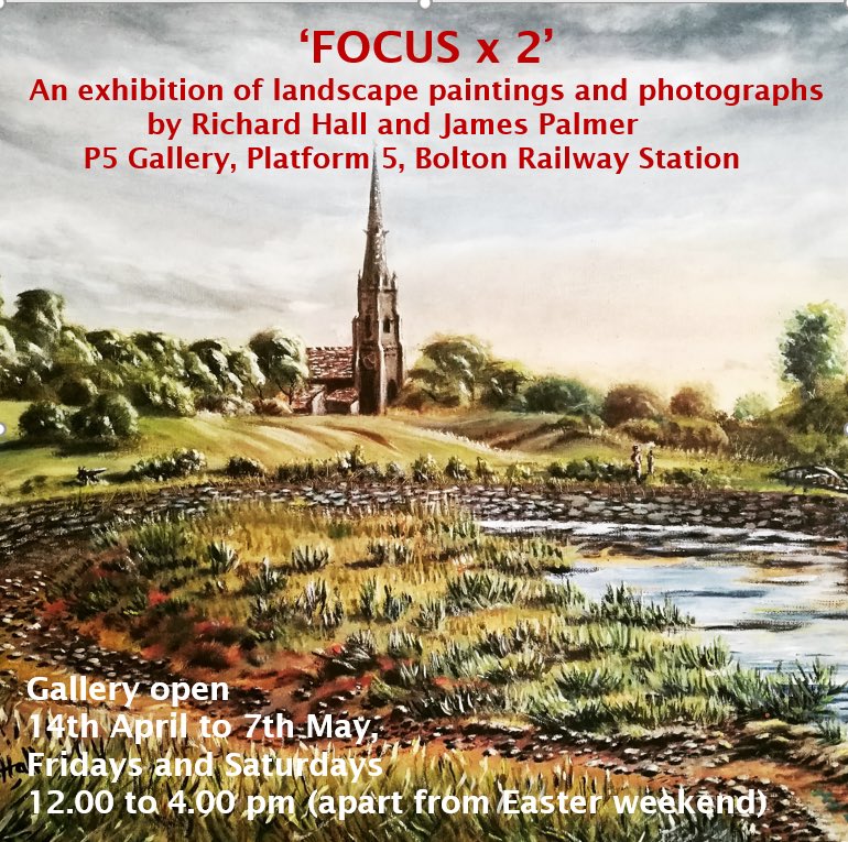 New Exhibition in our P5 Gallery! 

Preview this Saturday: 2-4pm 

Open Fridays and Saturdays 12-4pm until 7th May 

Platform 5 - Bolton Station 

(no tickets required, ask barrier staff for entry to to gallery)