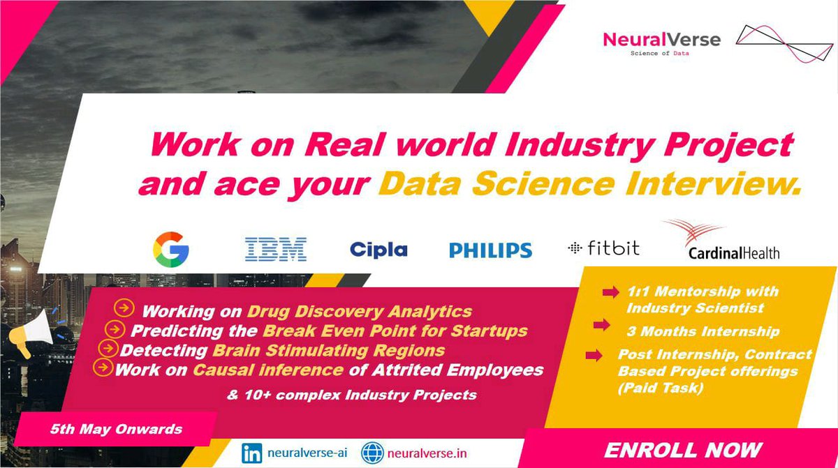 Neuralverse1's tweet photo. Hi Techies, 

We have came up with mentor guided project based learning where you get exposure on realtime industry projects from Google, Amazon, Cipla, IBM 🎯

📈130 hrs Coding Experience
👉The price remains the same as 3100 INR | $ 42 https://t.co/SexoATyJ74