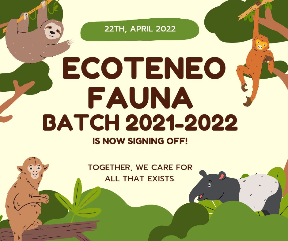 EcoteneoFauna's tweet photo. And that's a Wrap! 

Thank you for Ecoteneo Fauna Batch 2021-2022. May Ecoteneo Fauna Club prosper as we hope for a new beginning alongside the new era of Ecoteneo Fauna's earth warriors. 

Together, let's always care for all that exists. 🦅

#EcoteneoFauna
#FAUNAghiusa20212022 https://t.co/sPj6ckdurT