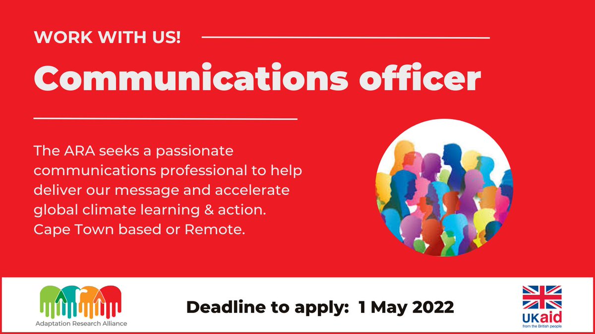 Join our team 🚨 We are seeking a talented #communications officer to help deliver our message of global #climateaction & manage our online presence. #CapeTown based or remote. Salary 26k. Deadline 1 May 👉🏽 apply: bit.ly/3uV7YjJ
