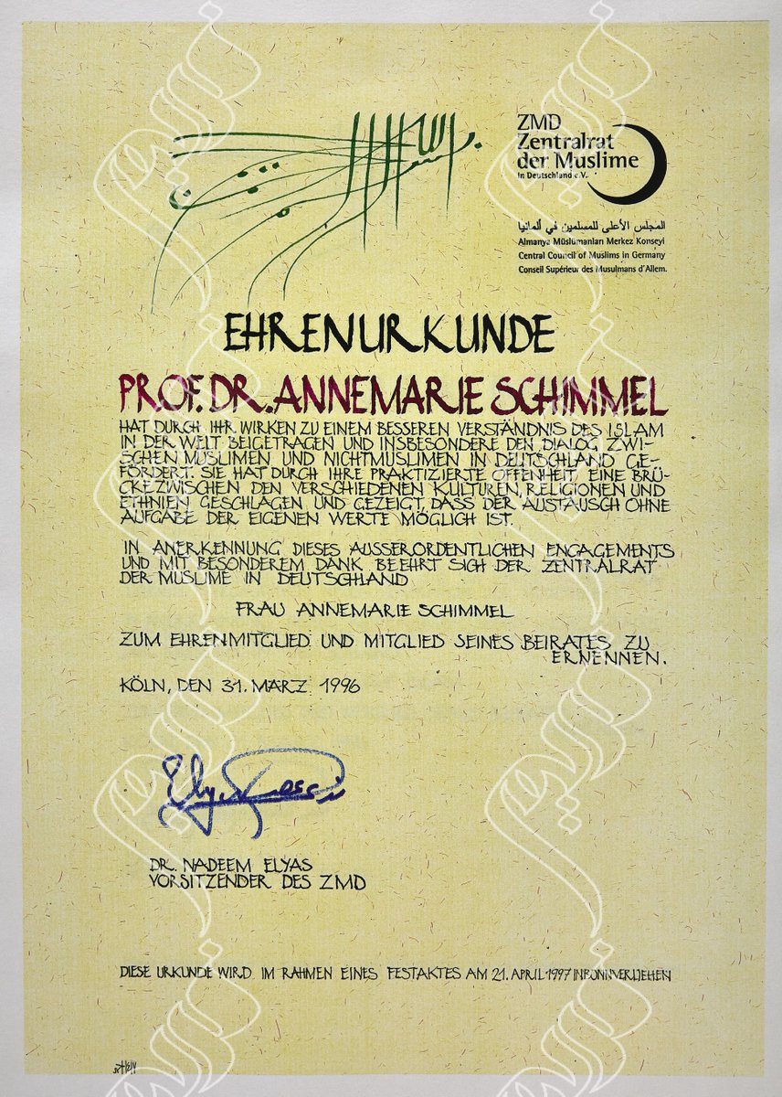 der_zmd's tweet photo. Zum 100. Geburtstag von #AnnemarieSchimmel
Sowohl bei Muslimen als auch bei Nichtmuslimen hochgeschätzt gilt Schimmel als bedeutendste Islamwissenschaftlerin des 20. Jh. Als Beiratsmitglied war sie dem #ZMD sehr verbunden: https://t.co/ls7fx5Ie1O
#Islam #Orient #Westen #Dialog https://t.co/EC7EdbzTQ2