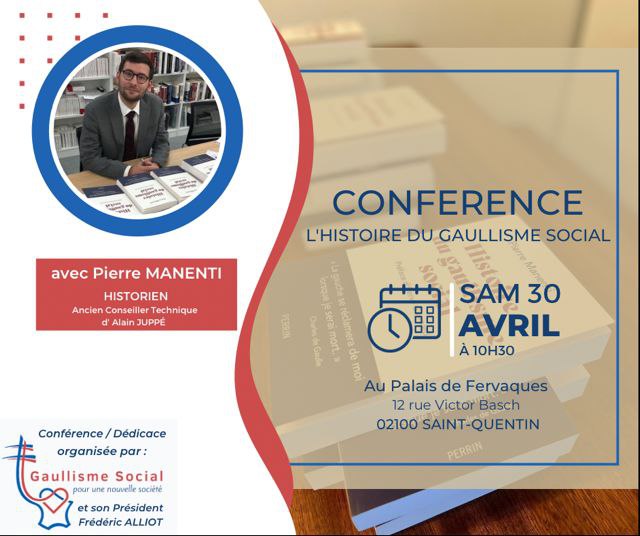 FredericAlliot's tweet photo. Quel que soit le résultat électoral de dimanche, le gaullisme social a encore de belles années devant lui à condition qu’il se libére de toute attache partisane. On en parle avec @PierreManenti le 30 avril à #StQuentin . Inscriptions et renseignements auprès de @pascal_tassart https://t.co/esYDYhgrH9
