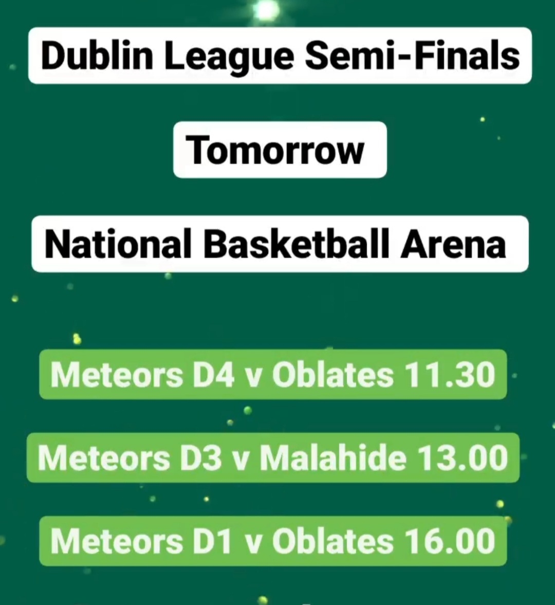 League top four finals are happening this weekend and we are lucky enough to have three teams competing for their respective titles! 

Get down to the Natiomal Basketball Arena and support your club 🏀

#LetsGoMeteors 
#basketball #basketballireland #dlbb #cantseecantbe
