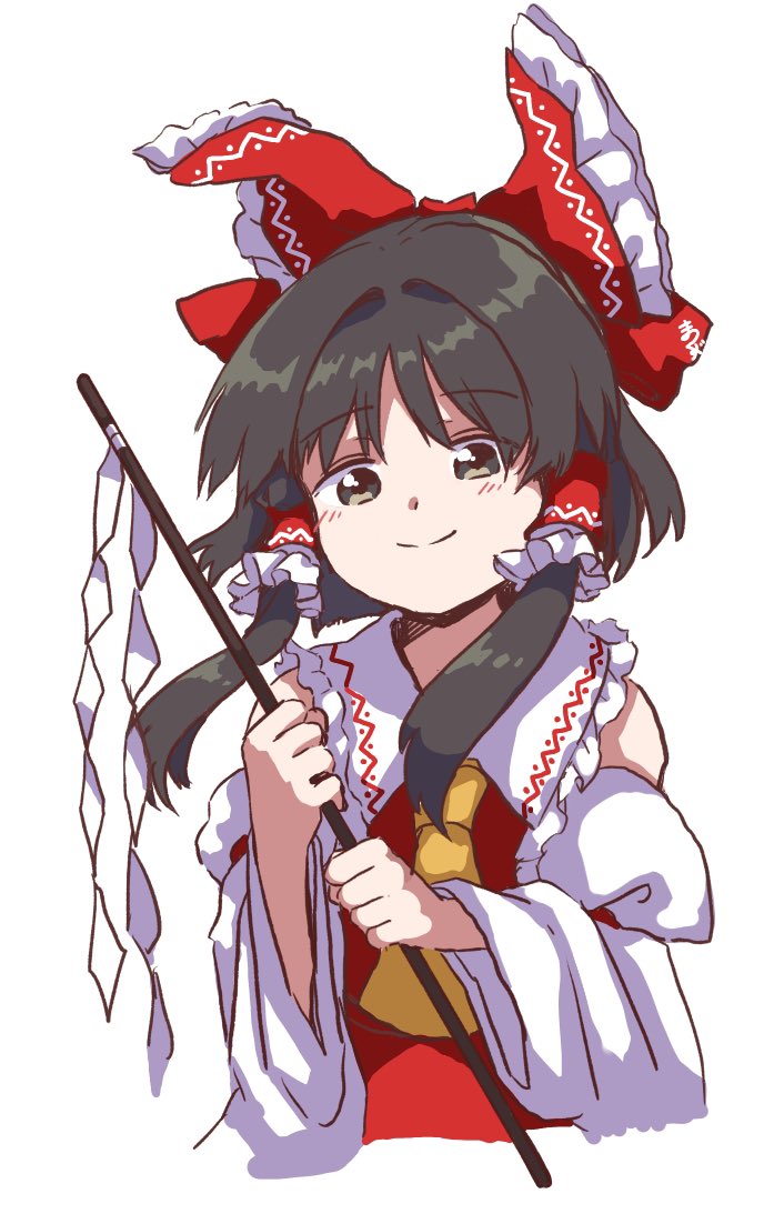 hakurei reimu 1girl solo hair tubes bow red bow detached sleeves gohei  illustration images