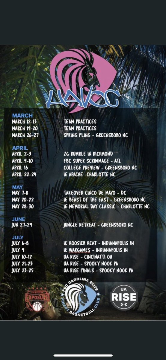 AAU schedule this season!! <a href="/fbchavoc/">FBC HAVOC</a> <a href="/CarolinaEliteBB/">Carolina Elite</a> <a href="/PGHVirginia/">Prep Girls Hoops Virginia</a>