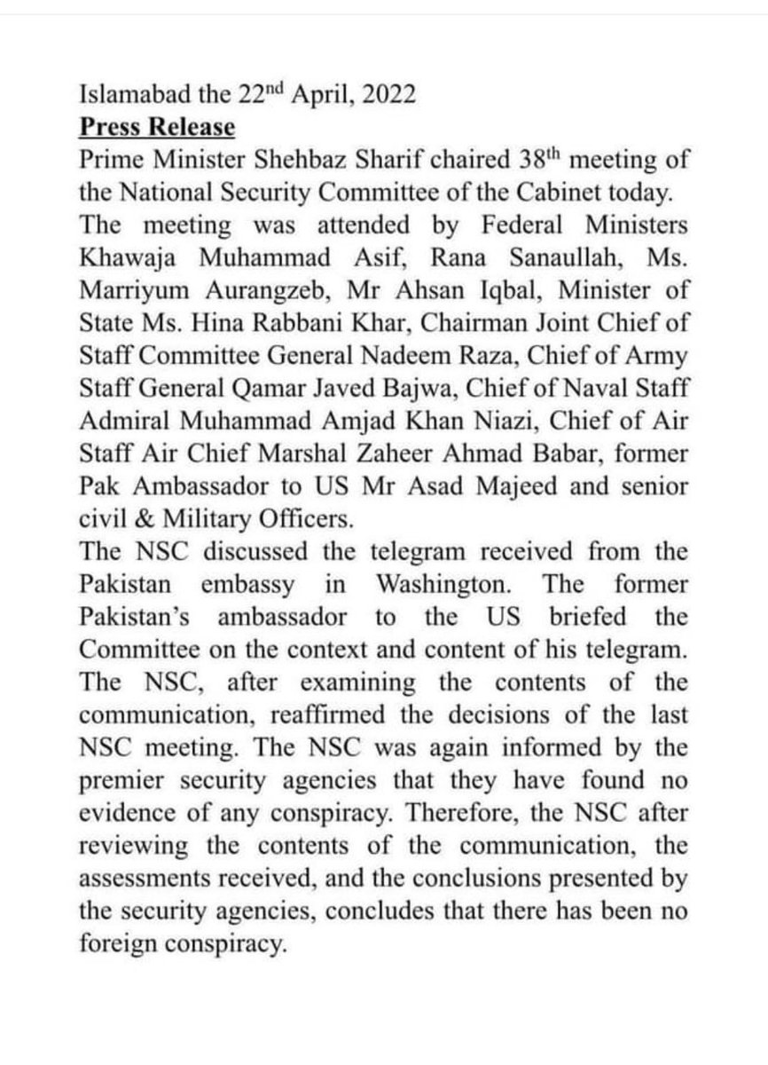 The lies of EX Prime Minister Imran Khan Exposed! “ There has been No foreign Conspiracy.”