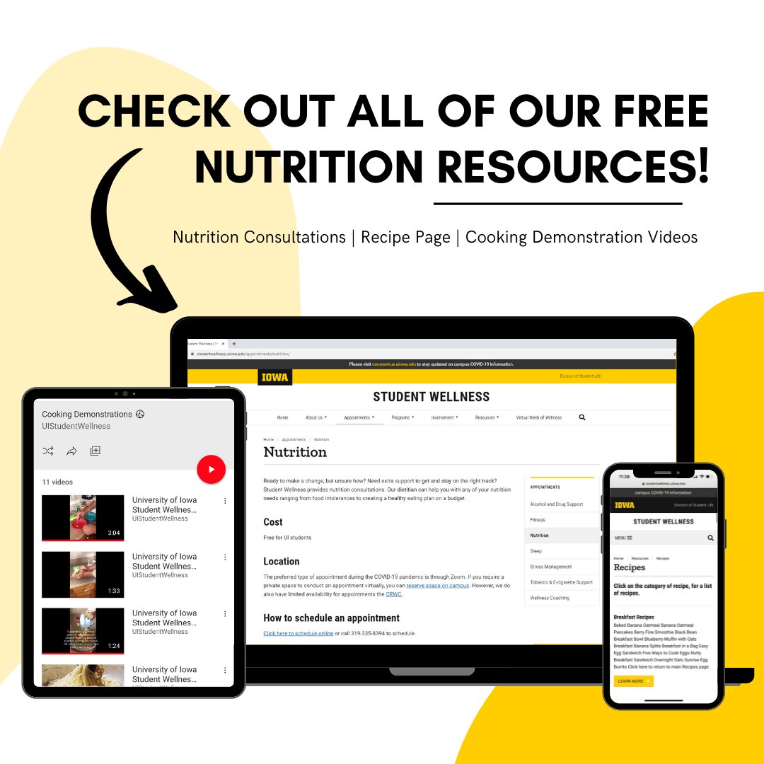 CIAE WELLNESS WEEK: This Wednesday (4/27) we'll be having Nutrition Consultations! Check out link in bio to sign up for a consultation!  #uiowa #uiowaciae