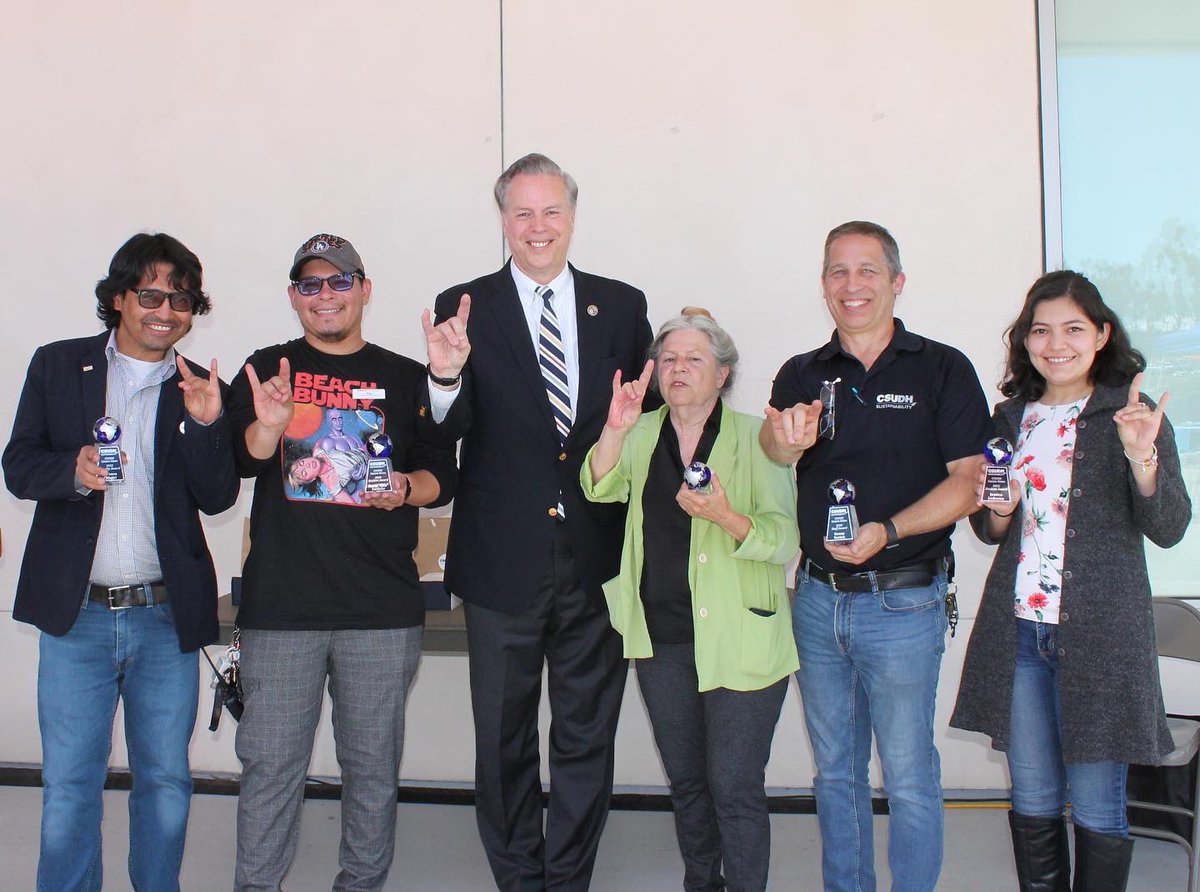 EarthSciClubDH's tweet photo. Congratulations to Dr. Chhetri (Club Advisor), Jessica Ledesma (Vice President), and Skip Saldana (Treasurer/Grad Mentor)! They received the 2022 Green Hero Award and are very much the club’s green heroes. @earth_csudh @DominguezHills https://t.co/eI2CtTgayJ