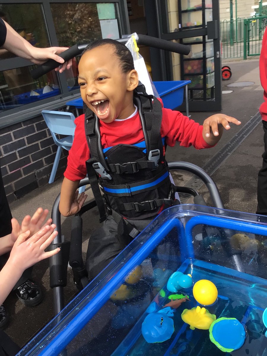 GreenFoldSchool's tweet photo. The sun is shining and out we go! #LearnOutsideTheClassroom #PMLD #CheckOutThatSmile 👇🤩 https://t.co/JB4suykj14