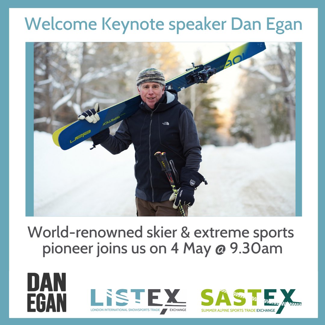 MtnTradeNetwork's tweet photo. Looking forward to #keynote #danegan @SkiClinics opening #listex on 4 May @thesnowcentre! He’ll take us on a journey through the winter sports industry &amp; how brand, retail &amp; networking helped form his career. And he’ll be skiing with attendees! ⛷ @Ski_Press @MtnTradeNetwork https://t.co/TeQMWBk4BN