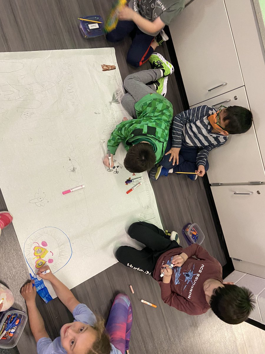 Team work makes the dream work! First grade readers theater groups create scenes for their performance. #dolsenthinkers <a href="/SLCSDolsen/">Dolsen Elementary</a>