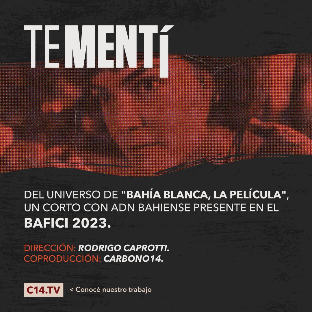 C14OK's tweet photo. ¡El universo de #BahíaBlancaLaPelícula se extiende! Nos unimos en mágica copropoducción a @rodrigocaprotti, en la realización de @bahiablancafilm y un corto con ADN bahiense 🧬, "Te mentí", que ya está presente en el #BAFICI23. https://t.co/csUfh4fsSB