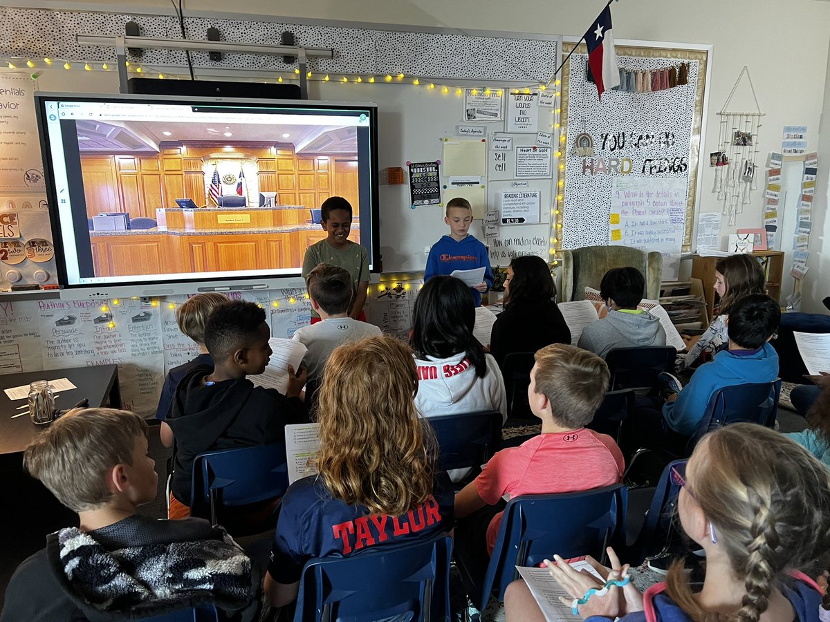 MrsHaleyGarner's tweet photo. STAAR Court today was a success! They had so much fun defending their answers ⭐️👏🏼 @WhittWolves @WylieISD #4thGrade #STAARprep #WylieISD #WeAreWhitt https://t.co/tq8MN7SouR