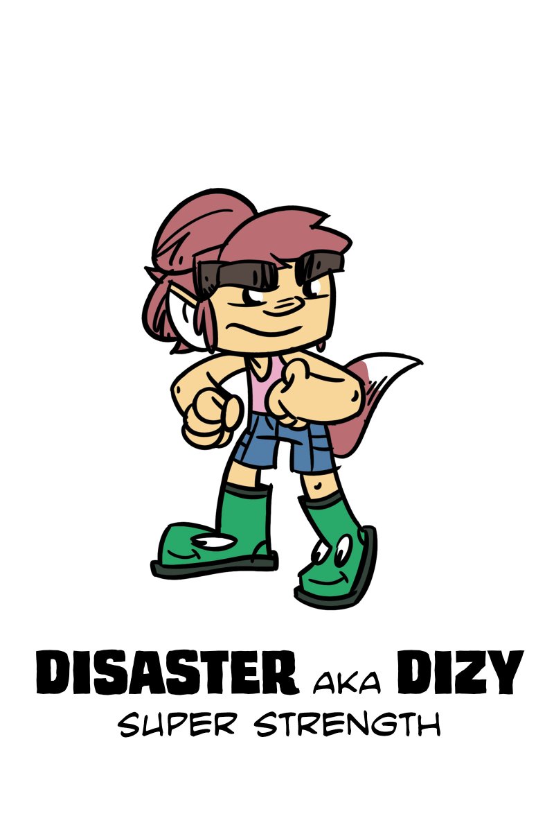 MortimerJMoose's tweet photo. Meet the kids of Doom’s Day Camp. This is Disaster Thorax AKA Dizy. Doom’s super strong kid sister. #doomsdaycamp #kidsgraphicnovels #penguinkids https://t.co/wzzL0VQkEm