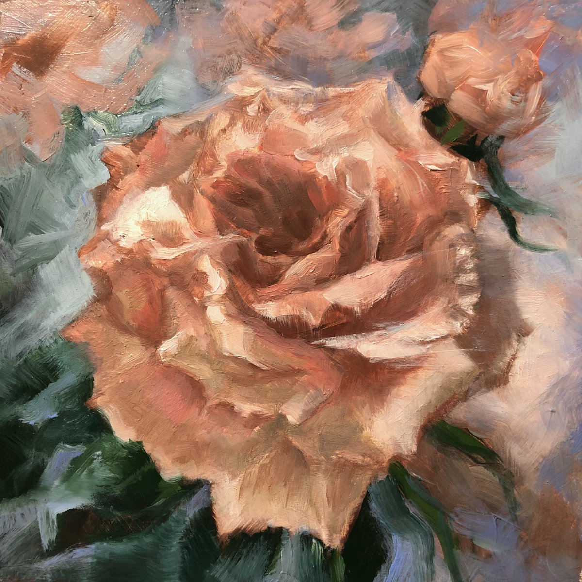 AngeJacksonArt's tweet photo. Another little (6βx6β) oil terracotta-ish rose in progress- hard to get the tones right in a photograph! #oilstudy #roses #oilpainting #flowerstudy #painting #flowerpainting #cumbria #rosepainting #contemporaryart #art https://t.co/Jbr7rXAbcF