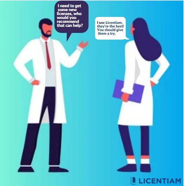 Licentiam's tweet photo. Spread the word! 
When your friend or colleague uses Licentiam services, you receive a $100 referral credit! Our Licensing Specialists can recommend which service will be the best fit for your earned credit. Call us today to learn more about our referral program! https://t.co/aAMlr6qS6H