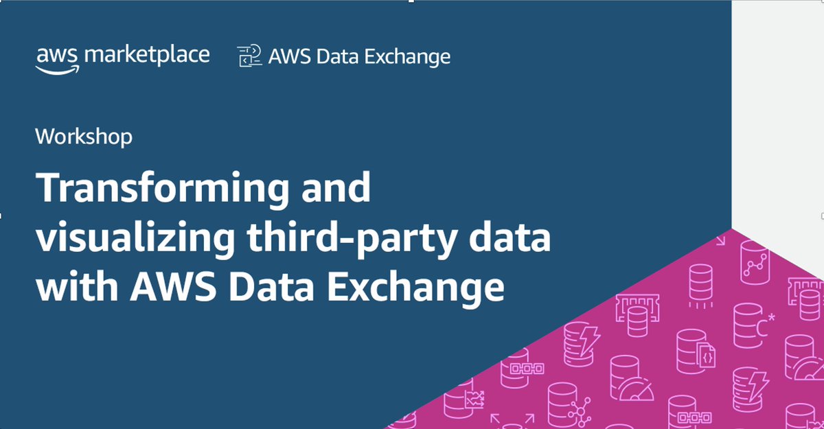 awsmarketplace's tweet photo. Want to learn how to consume &amp; build feature-rich data pipelines using third-party data from AWS Data Exchange? 

This workshop includes demos of AWS Data Exchange AWS Glue DataBrew, &amp; Amazon Quicksight as well as a hands-on lab. 

https://t.co/cVHoJnWMxx https://t.co/c9bU9moW4b