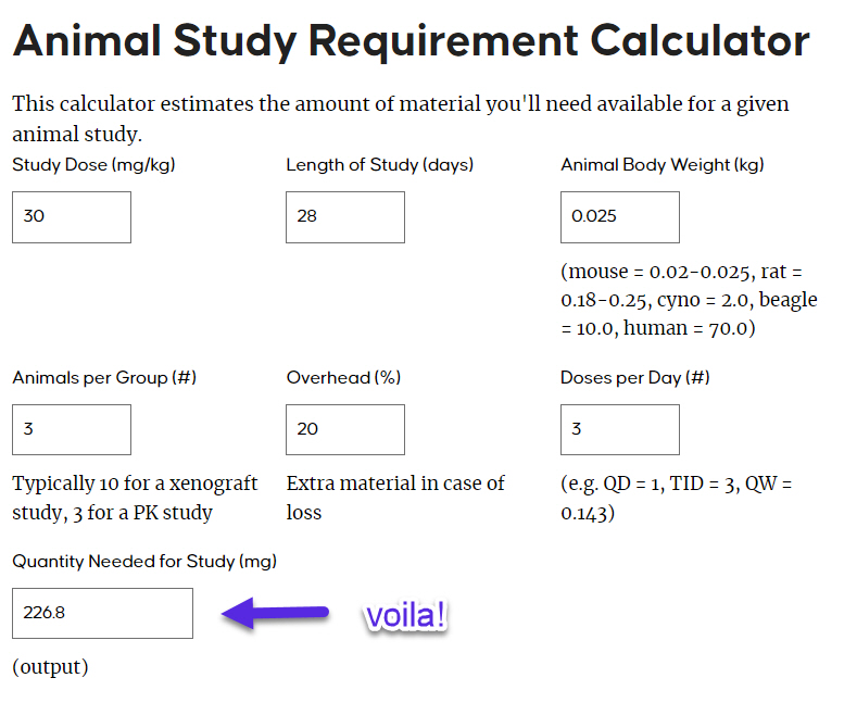 In Vivo Study Compound Requirement Calculator | drughunter.com/resource/pract…

Tired of telling your chemists how much compound they need to make for your in vivo studies? Send them this calculator!

Input study parameters and...

Voila!

#drugdiscovery #pharmaceuticals #pharmacology