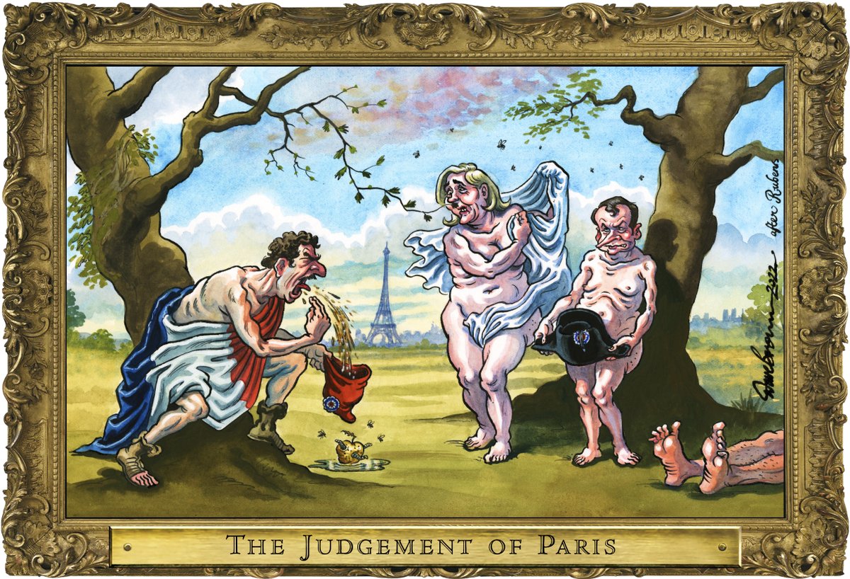 Tomorrow's #RoguesGallery cartoon, after #Rubens, for @Independent... #EmmanuelMacron #MarineLePen #FrenchElections #ElectionFrancais