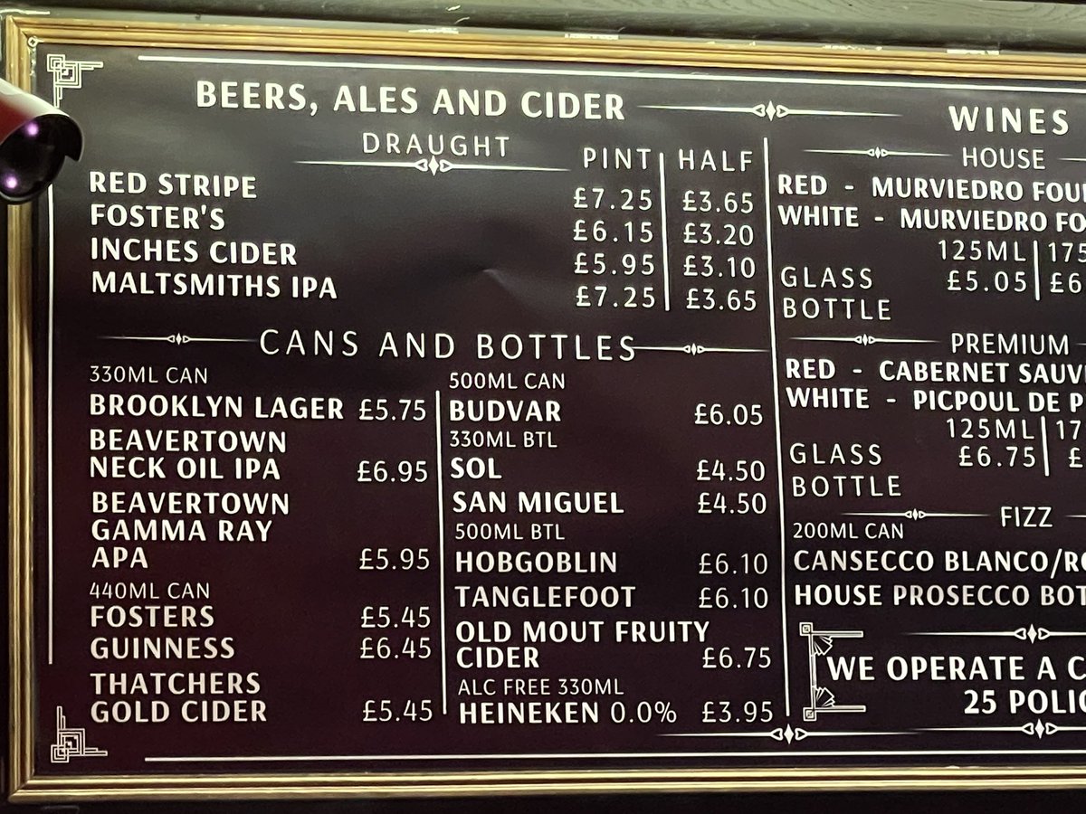 Most expensive pint I’ve seen in a venue!