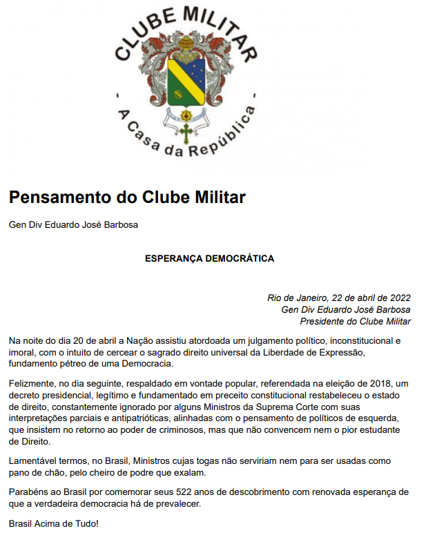 gen_barbosa's tweet photo. Lamentável termos, no Brasil, Ministros cujas togas não serviriam nem para ser usadas como pano de chão, pelo cheiro de podre que exalam.

Brasil Acima de Tudo! 🇧🇷 https://t.co/SlQXXKO6gg