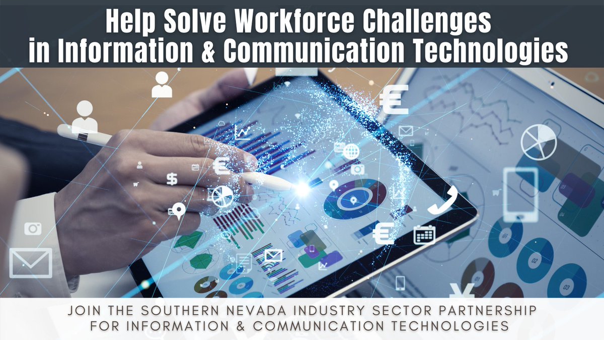 WCNevada's tweet photo. Are you an #employer in the #informationandcommunicationtechnologies industry struggling to recruit, hire, train and retain workers? Want to work with your peers on collective action, contact Sonia at 702.636.2320 to learn more https://t.co/Hye3VvO5DF