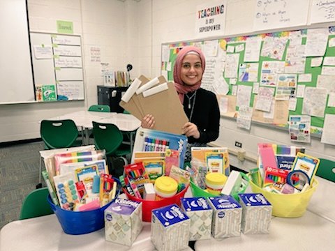 MrsMCCrook's tweet photo. Laughs, tears, & closure today for a tremendous semester of Student Teaching w/ this rockstar! Special thank you to my students' parents for donating all these wonderful supplies to help @JallalYasmine set up her own classroom. πΊ β€οΈ πΊ @westcaryimps @NCStateCED https://t.co/ZB3uMeb7C7