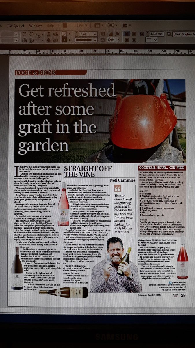 NeilCammies's tweet photo. The sun has been out which means: 1. I have been fussing in the garden and 2. I have written a wine column on wines that go with a post-gardening glow.
It's inevitable...
Oh, and a little Gin Fizz recipe in there too in tomorrow's Western Mail Mag
#wine #gardening #winecolumn https://t.co/fFzanAHFmL