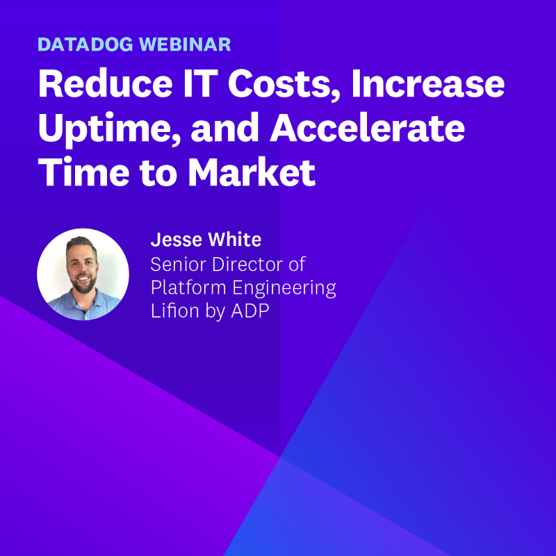 datadoghq's tweet photo. Learn how ADP’s engineering teams reduced IT costs, increased IT uptime, accelerated time to market and provided their customers with higher satisfaction. ADP’s director of platform engineering will discuss how they achieved this using Datadog on a live webinar. Register today!
