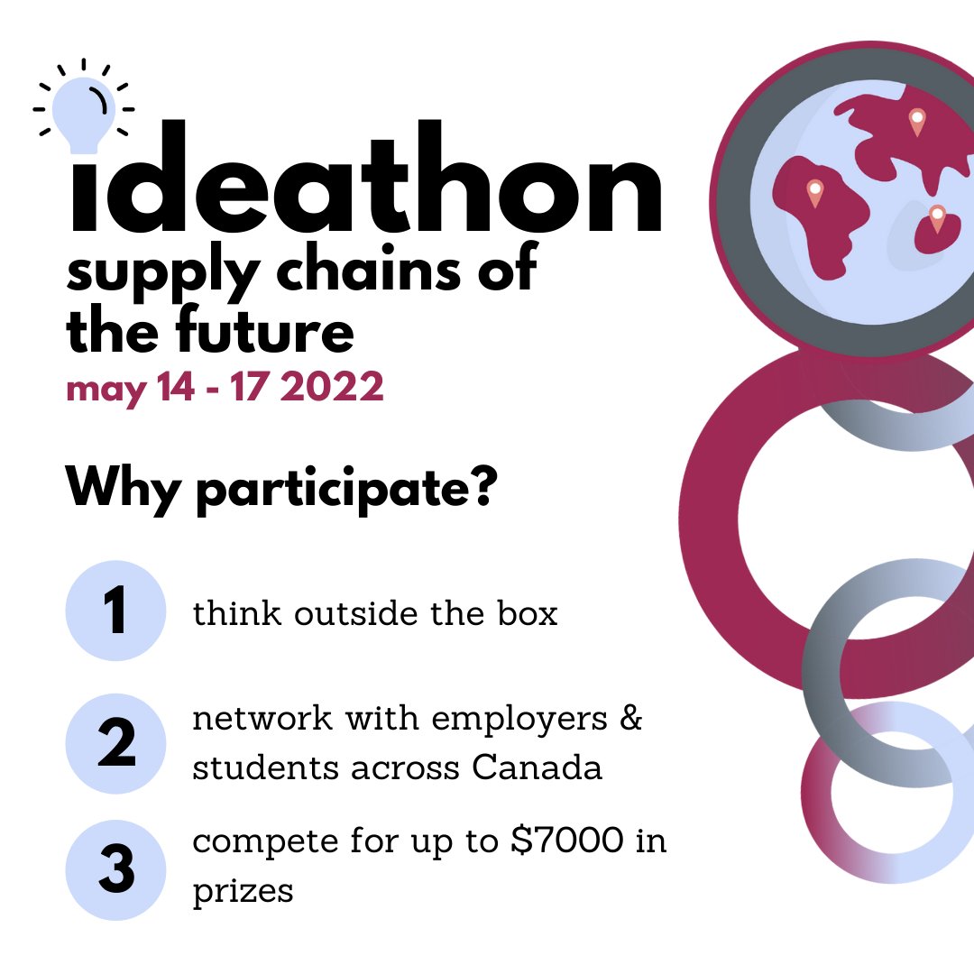 ideathon 2022 registration is now open (link in bio)! 
ideathon will be held virtually from May 14th to May 17th. This is a great opportunity to think outside the box, network with employers and like-minded graduate students across Canada, and compete for $7000 in prizes!