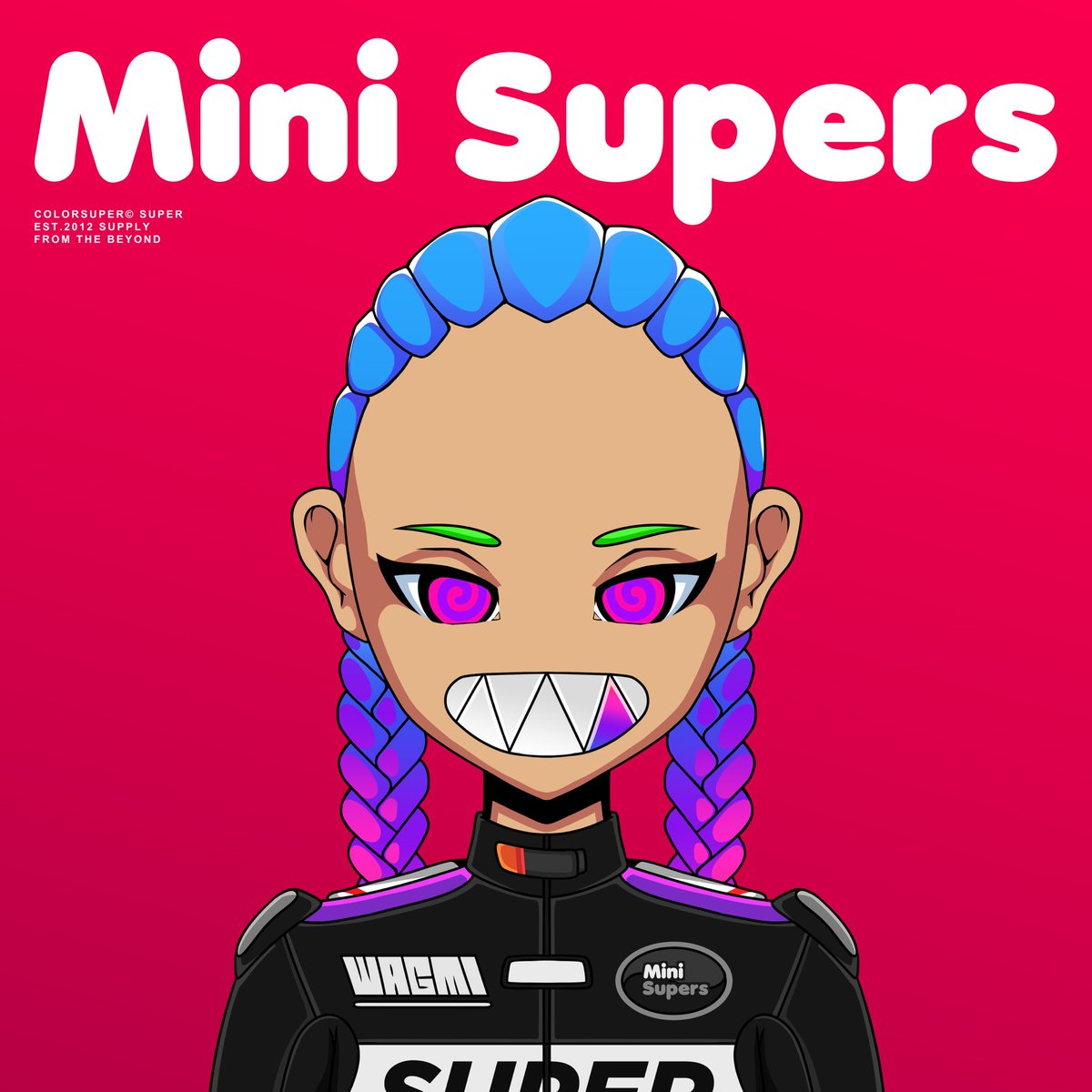 Chmielovski's tweet image. #miniwin my art contest submission just got me @The_Lunartics WL, yay! Handpicked by J.Preite, artist behind Simpsons/FamilyGuy. I mean my inspiration was pretty clear - most undervalued #nft project right now @minisupersnft by @Colorsuper