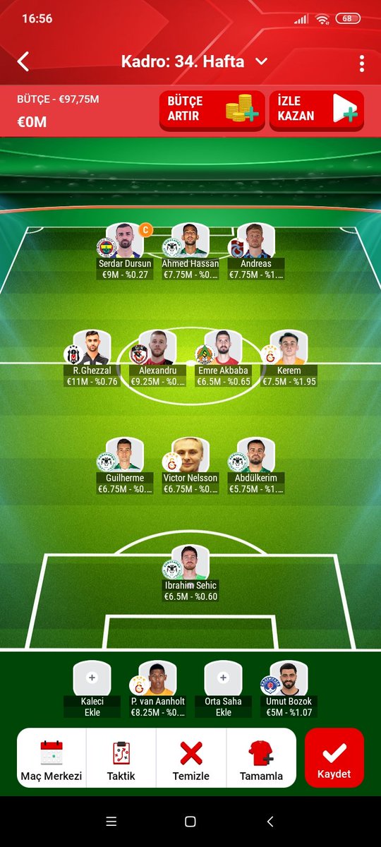 34 . Hafta sosyal lig kadrom
Tavsiyeleri olan var mı ?

#sosyallig #sosyalligkadrom
#futbol #Spor