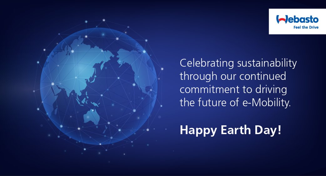 Happy #EarthDay!
Today we celebrate sustainability. Webasto and our products are part of our commitment to driving e-Mobility, for our future and for our world.
#FeelTheDrive #WebastoElectrified #EVSolutions