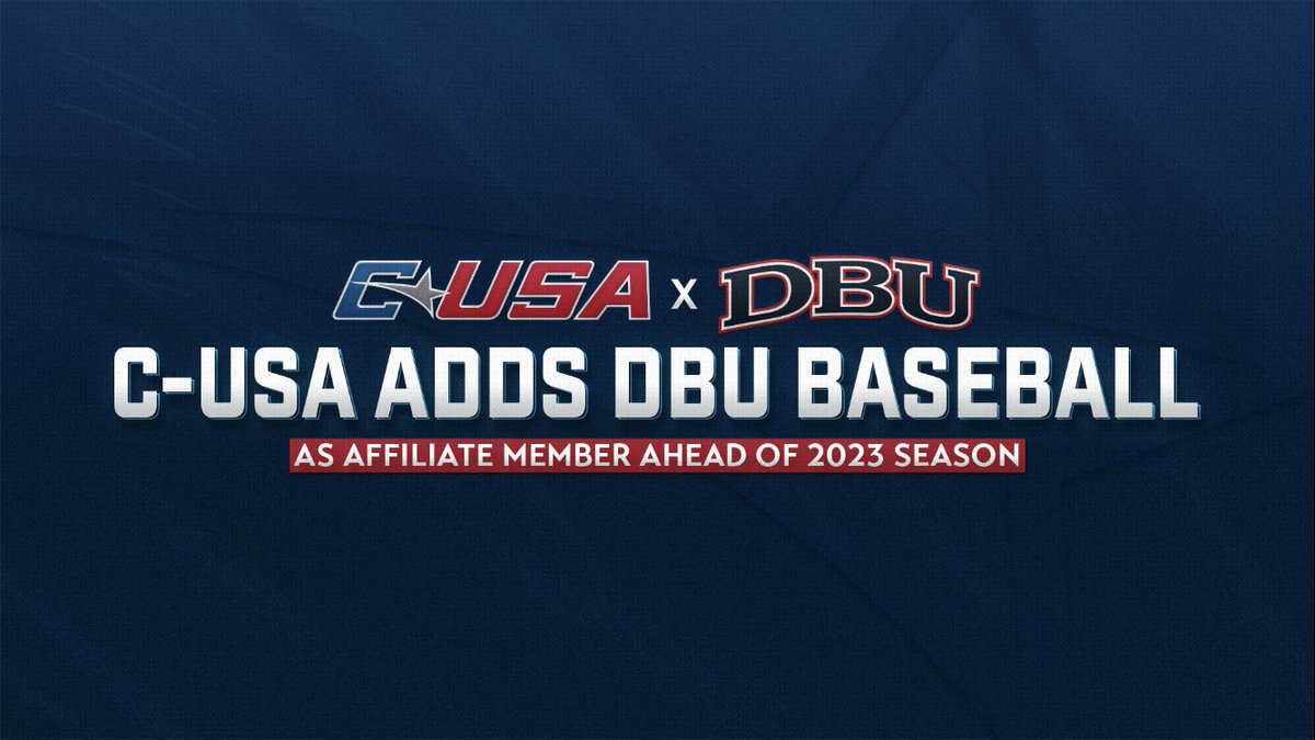 Conference USA (@conferenceusa) on Twitter photo Conference USA Announces the Addition of <a href="/DBU_Baseball/">DBU Baseball</a> as an Affiliate Member Ahead of the 2023 Season
Release 🗞 bit.ly/3v4G8l2 Conference USA Announces the Addition of <a href="/DBU_Baseball/">DBU Baseball</a> as an Affiliate Member Ahead of the 2023 Season
Release 🗞 bit.ly/3v4G8l2