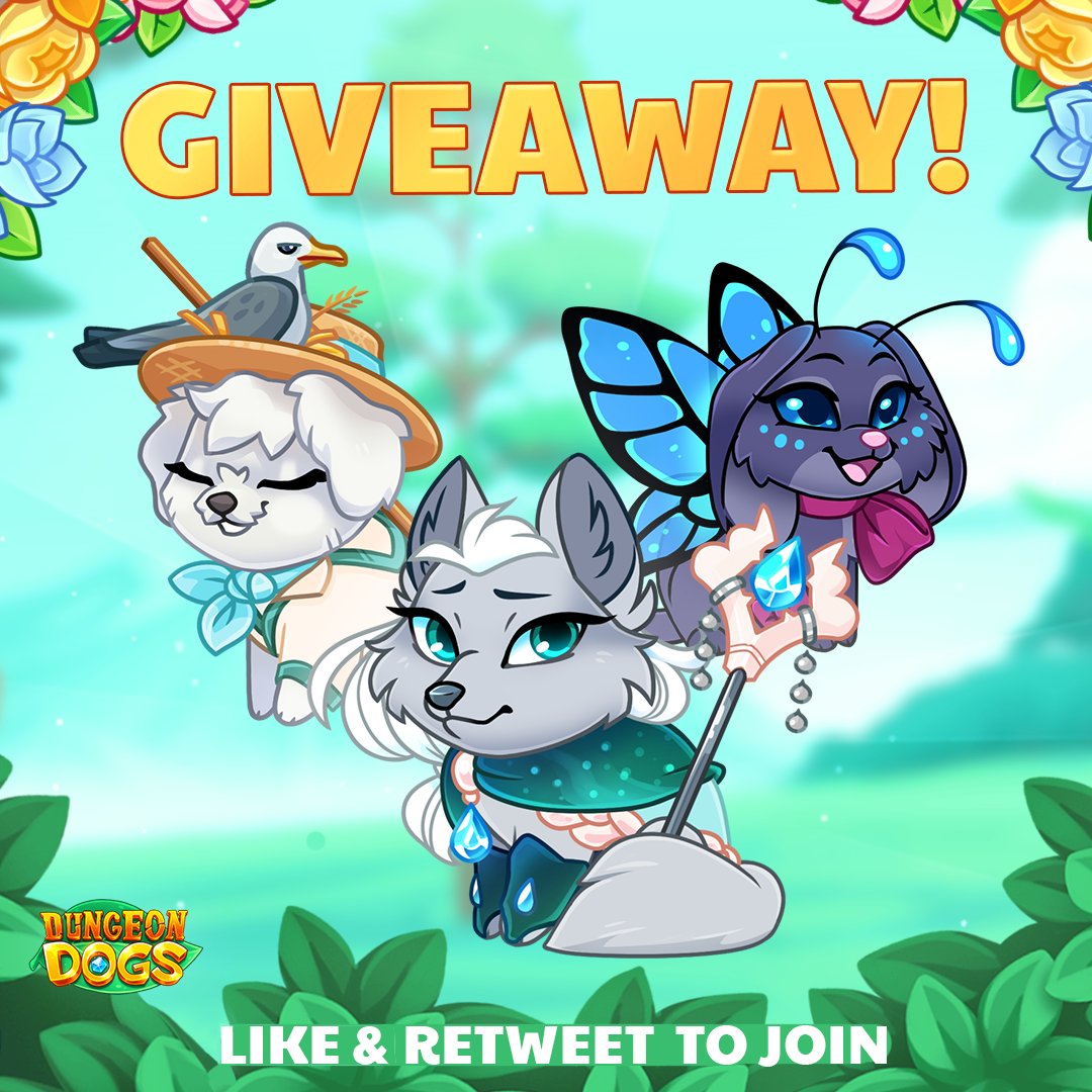 Dungeon_Dogs's tweet photo. 🎁 GIVEAWAY! 🐶

Grab this chance of winning one of the latest Spring Premium Dogs! 🤩
🐦 Salvatore
🦋 Helena
💧 Willow

Like &amp; Retweet to join! 🥳

6x winners will be announced next Friday 📆 #Giveaway https://t.co/viYkcYF6cC