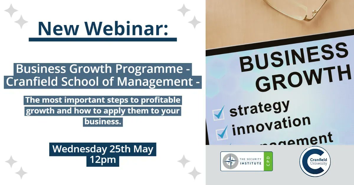 Based on Cranfield’s  years of expert research and practical implementation of turning knowledge in to action,  we will take you through the most important steps to profitable growth.  
 
Book Here: buff.ly/37xhQY3