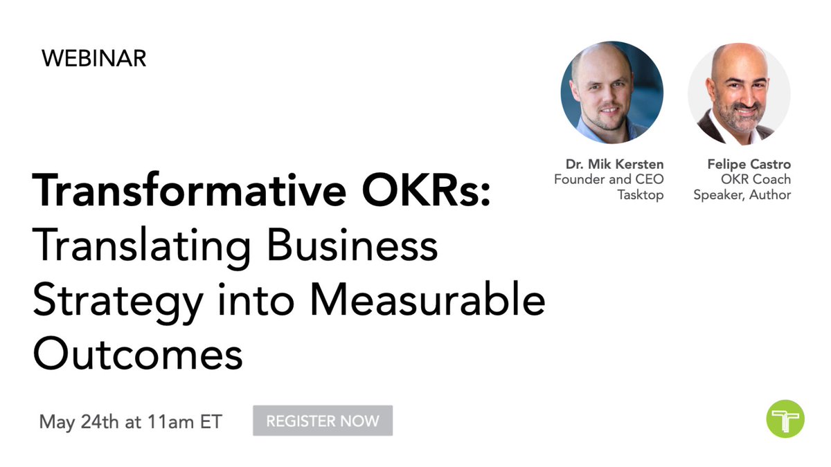 Looking to leverage #FlowMetrics alongside #OKRs to measure software portfolio performance against strategic business objectives? Learn how during our upcoming webinar with OKR Coach, <a href="/meetfelipe/">Felipe Castro</a> and Tasktop CEO, <a href="/mik_kersten/">Mik Kersten</a>. ow.ly/983c50ILYbH