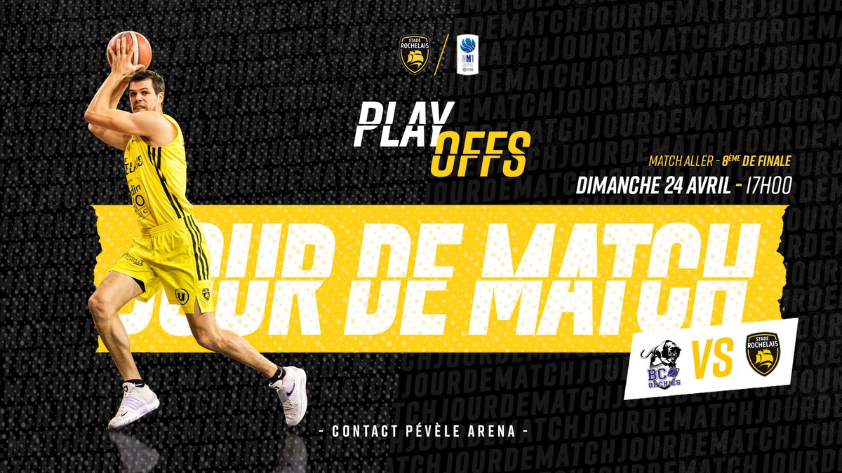 SR_Rupella's tweet photo. 🤗 1/8 aller - La première manche à @BCO_Officiel, c'est cet après-midi !

Thibaut Lonzième et ses coéquipiers sont dans le Nord ce dimanche. Ils tenteront de démarrer au mieux ces play-offs ! 🆙

#NM1 #FievreSR #basketball #larochelle https://t.co/heRaKsUeqE
