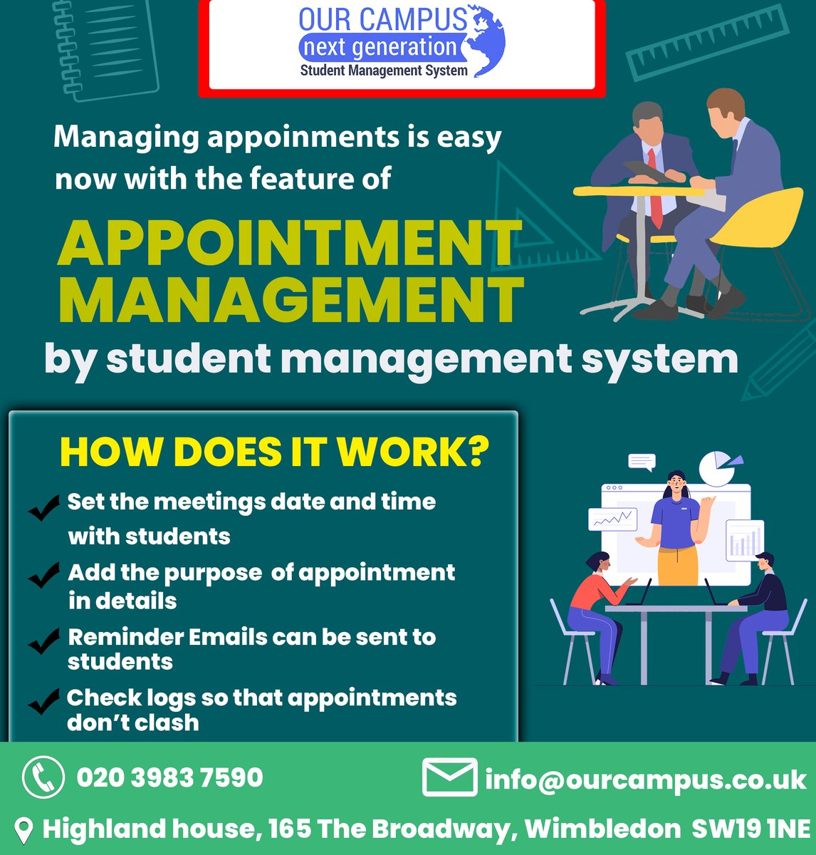 Appointment Management - Our Campus
Visit website: ourcampus.co.uk/features

#appointmentmanagement #studentmanagementsystem #schoolmanagementsoftware #collegemanagementsoftware #ourcampus #london #uk